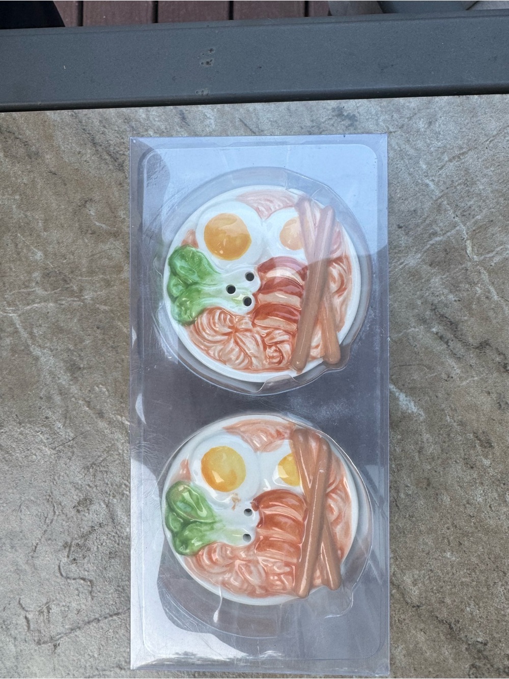 Ashland Ceramic Ramen Salt & Pepper Set in Peach, White, Green, Yellow